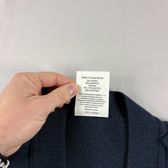 Mehlin Estey Military Equipment Sweater Mens 44R Blue Wool Blend Cardigan - Picture 5 of 11